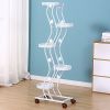 1pc Iron Multi-layer Movable Push-pull with Wheels Space-saving Flower Rack Balcony Living Room Flooring Green Flower Pot Stand