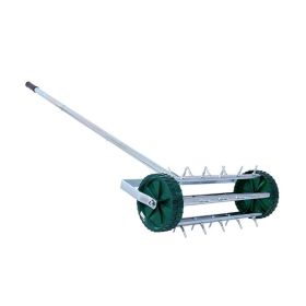 Heavy Duty Rolling Lawn Aerator for Garden (Color: Silver)