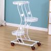 1pc Iron Multi-layer Movable Push-pull with Wheels Space-saving Flower Rack Balcony Living Room Flooring Green Flower Pot Stand