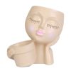 Girl Face Planter Pot Dual Opening Flower Pot With Drainage Hole Lady Head Resin Plant Pot For Succulent Cactus Indoor Outdoor