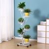 1pc Iron Multi-layer Movable Push-pull with Wheels Space-saving Flower Rack Balcony Living Room Flooring Green Flower Pot Stand