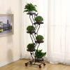 1pc Iron Multi-layer Movable Push-pull with Wheels Space-saving Flower Rack Balcony Living Room Flooring Green Flower Pot Stand