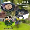 Outdoor Bird Bath Feeder with Flower Planter Pedestal and Solar Lights