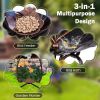 Outdoor Bird Bath Feeder with Flower Planter Pedestal and Solar Lights