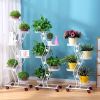 1pc Iron Multi-layer Movable Push-pull with Wheels Space-saving Flower Rack Balcony Living Room Flooring Green Flower Pot Stand