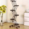 1pc Iron Multi-layer Movable Push-pull with Wheels Space-saving Flower Rack Balcony Living Room Flooring Green Flower Pot Stand