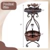 Outdoor Bird Bath Feeder with Flower Planter Pedestal and Solar Lights