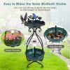 Outdoor Bird Bath Feeder with Flower Planter Pedestal and Solar Lights